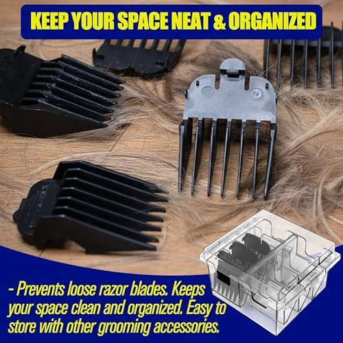 Clipper Blade Holder Organizer with Lid, Clipper Guard Comb Holder for 8 Blades Plastic Storage Case Rack - Image 4