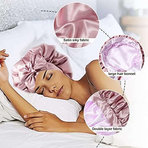 Lavender Silk Bonnet by Brand - Sleep Cap with Stretchy Tie Band for Curly Hair - Image 6
