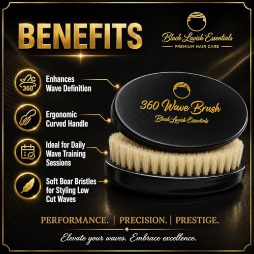360 Wave Brush, Build Deeper Waves, Soft & Hard Boar Bristle Curved Brushes (Soft Brush, Black) - Image 4