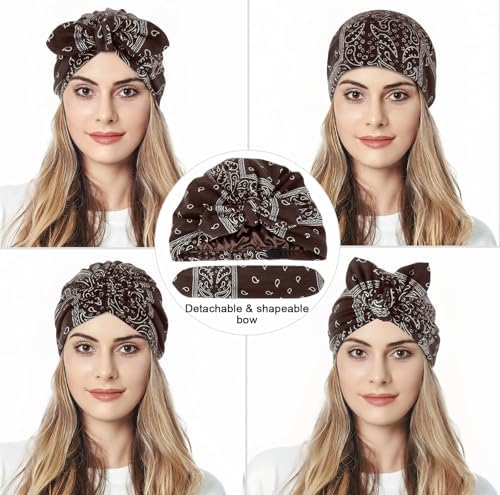 Ababalaya Satin Lined Beanies for Women Chemo Headwear Sleep Cap - Image 6
