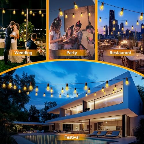 Outdoor String Lights Patio LED - Light Outside Waterproof S14 Porch Lighting Edison Plastic Bulb Pergola Hanging Balcony Connectable Backyard Yard Gazebo Party Garden Bistro 30M 100FT - Image 5