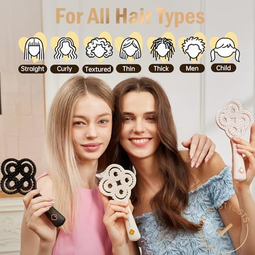 Simetra Detangler Hair Brush for Woman and Men, Original Detangling Brush for Curly Hair/Fine &Thick/Wet & Dry Hair, Flexible Bristles Hairbrush - Natural Crystal Inlay & 14K Gold Plating - Image 4