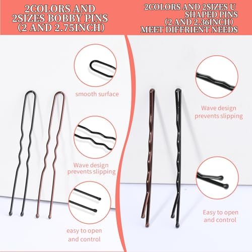 Teenitor Brown Black Bobby Pins Hair Pins 300pcs Hair Bobby Pins for Women - Image 6
