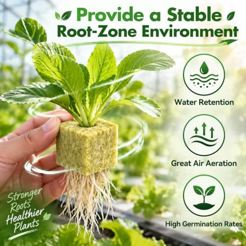 Halatool 1.5 Inch Rockwool Cubes for Hydroponics, 98 Pcs Seed Starter Plugs - Image 4