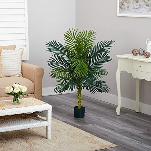 Nearly Natural 4 ft Artificial Golden Cane Palm Tree with Nursery Pot - Image 4