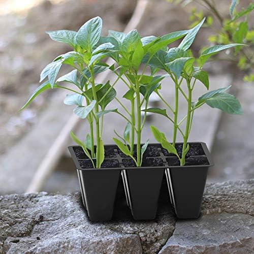 Gardzen 120 Pack 6 Cell Seed Starter Trays with Drainage Holes Black - Image 3