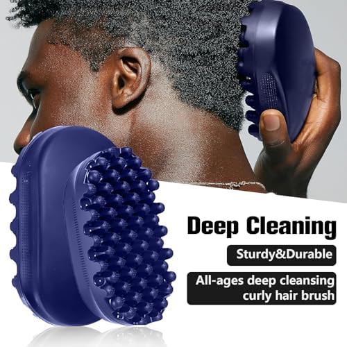 Rubber Curling Hair Brush，Premium Twist Tool for Afro Hair，Ideal for Curly, Coiled, 4C Hair，Quick & Easy Styling，Blue - Image 3
