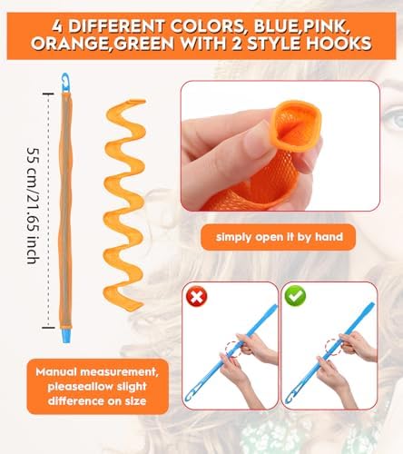 42 Pcs Heatless Wave Curlers for Long Hair, Easy Styling Hook, 21.65 Inch - Image 4