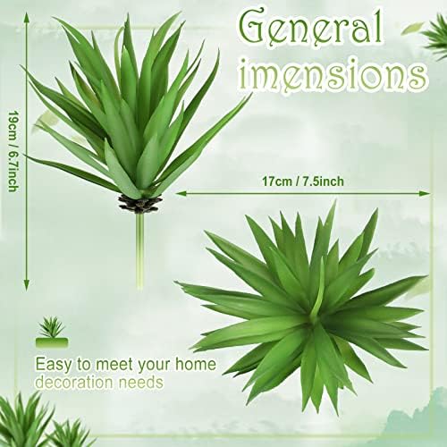 12 Pcs Artificial Succulents Unpotted Outdoor Agave Plants, Green - Image 2