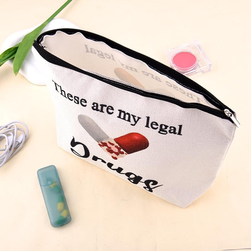 Funny Medicine Make Up Bag for Women Novelty Drug Gag Gift Pouch Fun Small Nurse Christmas Presents Birthday Retirement Gift for Doctor from Patient Zipper Pouches for Medical Supplies Pharmacist Bag - Image 6