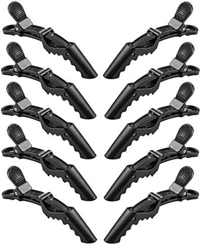 10pcs/set Multicolor Croc Clips Transparent Plastic Hairdresser Clip Hair Styling Sectioning Barrettes Professional Non Slip Alligator Clip Salon DIY Accessories Hairpins (10pcs-Black-1) - Image 4