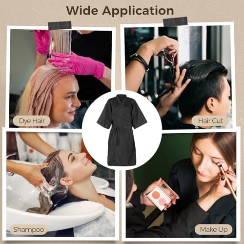 Homaisson 4 Pcs Black Haircutting Cape, Hair Capes for Salon Women, Polyester Salon Capes for Clients for Adults with Adjustable Waist - Image 5