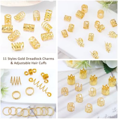 ROSYGLIMM 290Pcs Gold Hair Clips Jewelry for Braids Dreadlock Loc - Image 4