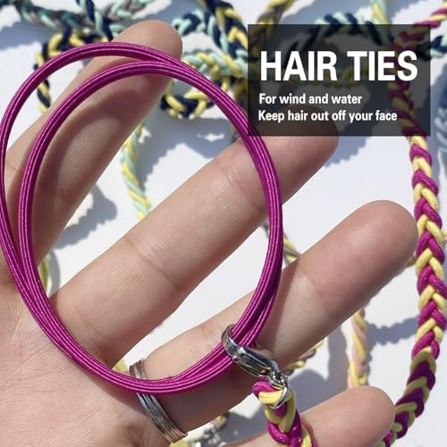 Ponytail Wrap Hair Ties for Women, 16" Elastic No Tangle Spiral Pony Tail Hair Ties Damage-Free for Medium Long Hair Motorcycle Hair Accessories for Sports- Bike Riding, Skiing- Colorful 3 Pack - Image 3