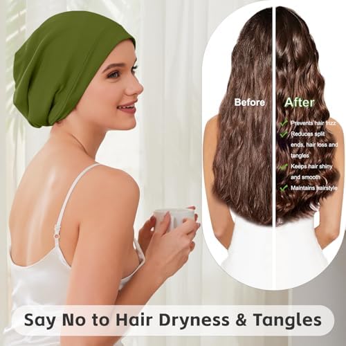 ZHENSILK Silk Bonnet for Sleeping Women, Adjustable Silky Satin Lined Sleep Cap, Silk Hair Wrap Slouch Beanie Hat - Image 5
