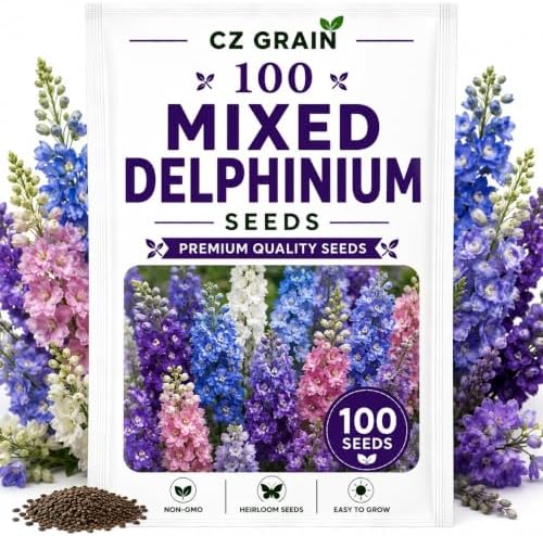 Garden Seeds for Planting, 100 Delphinium Mix by CZGrain