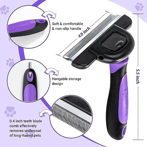 MIU COLOR Long Hair Pet Grooming Brush for Medium & Large Dogs &Cats,Purple - Image 5