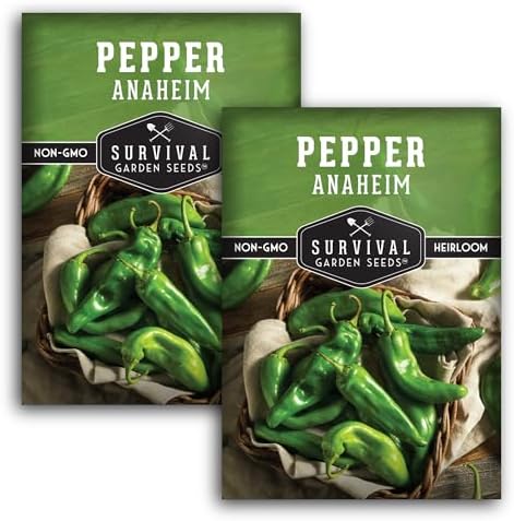 Anaheim Chili Pepper Seeds for Planting - 2 Packs by SurvivalGardenSeeds