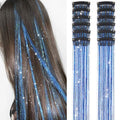 Hair Tinsel Clip in 12 Pcs 20 Inch Glitter Blue Tinsel Hair Extensions Festival Party Dazzle Fairy Hair Accessories Strands Kit by Ubeleco