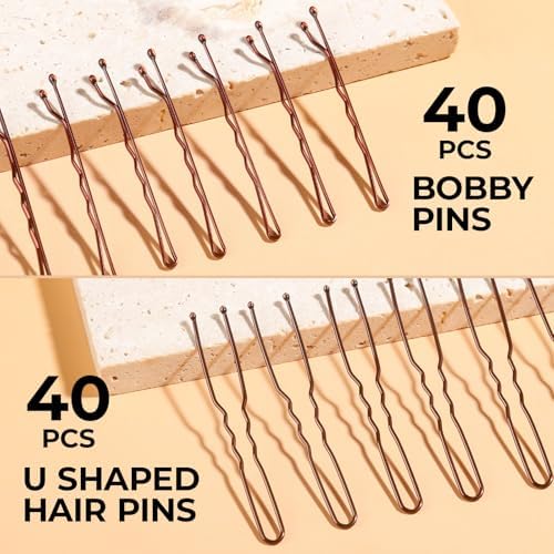 YGDZ 200 PCS Hair Bun Maker Set, 4 Pcs Hair Donuts, 10 Pcs Brown Hair Nets for Buns, 80 Pcs Bobby Pins for Women, Girls, Elastic Ties, Dance Hair Accessories, Ballet Bun Kit, Brown - Image 7