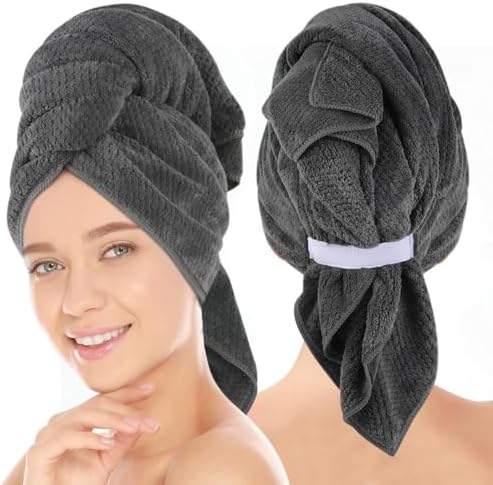SUNLAND Microfiber Hair Towel 40 X 28 inch 2 Pack Grey by SUNLAND