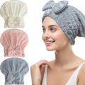 Jseng 3Packs Microfiber Hair Towel for Women - Quick-Drying, Super Absorbent Hair Wrap with Bow Design, Soft Hair Towel Turban for Curly Long Wet Hair by Jseng