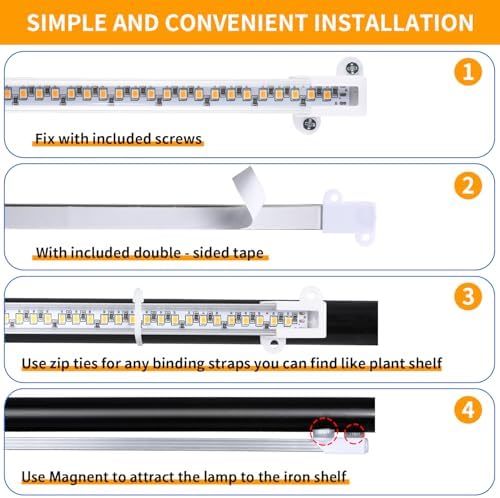Hywyimlait Two Strip Growing Lamp for Indoor Plants, 3500K Full Spectrum LED Grow Light Strips with Auto ON/Off 3/9/12H Timer & 10 Dimmable Levels for Green House Succulent (2 Headx2 Pack) - Image 4