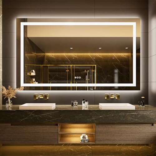 LOAAO 68"X36" LED Bathroom Mirror with Lights, UL Listed by LOAAO