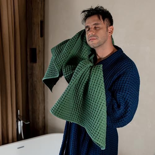 Luxury Organic Japanese Cotton Waffle Bath Towel | Thick, Absorbent, Quick Dry Bathroom Towels for Shower, Sauna, Onsen| Hotel & Spa Quality, Gift-Ready (Forest Green, Face Towel (6 Pack)) - Image 4