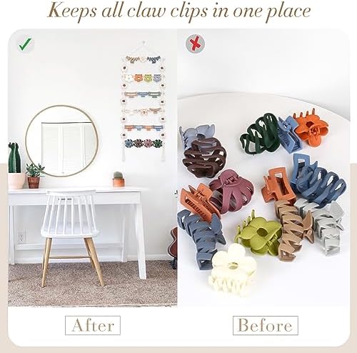 SNOWSTAR Flower Hair Claw Clip Organizer,Hanging Hair Clip Holder and Storage for Women Girls,Claw Clip Hanger Home Decor for Wall,Door,Closet - Image 6