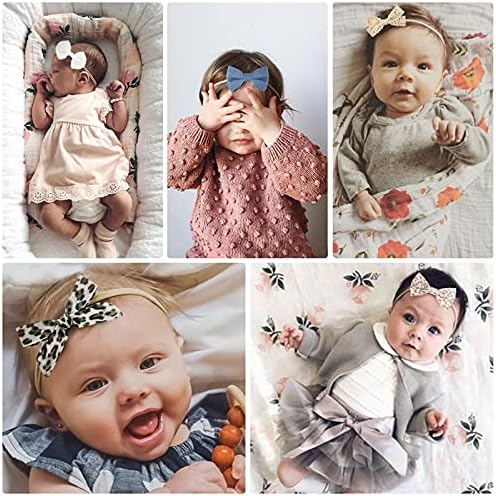 BQUBO Baby Girl Headbands with Bows Nylon Hairbands Handmade Hair Accessories for Newborn Infant Toddlers 10 Pack - Image 4