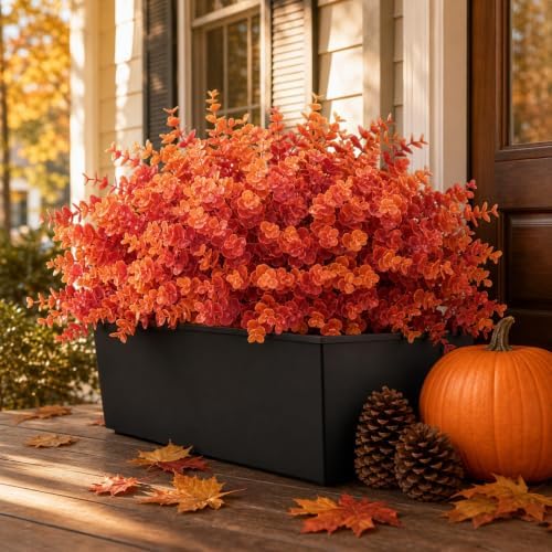 Fall Artificial Boxwood Plants Faux Greenery for Outdoor Porch Planters - Image 3
