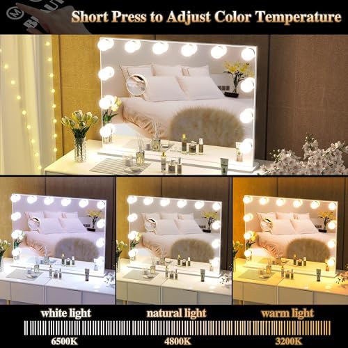 BEAUTME Vanity Mirror with Lights, Touch Control, 28.3 x 21.3 Inch White - Image 4