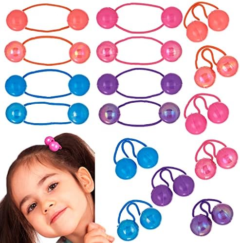 16pc Brightly Colored Ponytail Ball Hair Elastics -24mm Hair Ties for Kids by Expressions