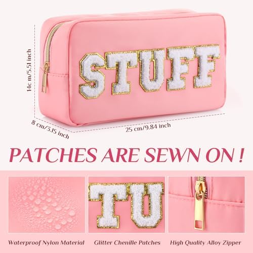 Remerry 4 Pcs Preppy Makeup Bags,Pink - Image 3