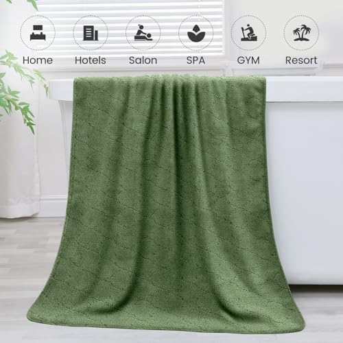 JML Microfiber Bath Towels Set of 2, 30 in x 60 in, Olive-Green - Image 7