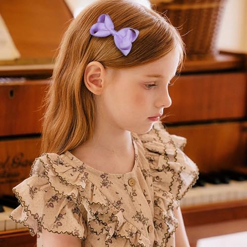 12Pcs 3" Light Purple Small Cute Grosgrain Ribbon Hair Bows Alligator Clips for Girls Easter Fall Halloween Party Dress Decor Accessories Birthday Gift for Her - Image 4