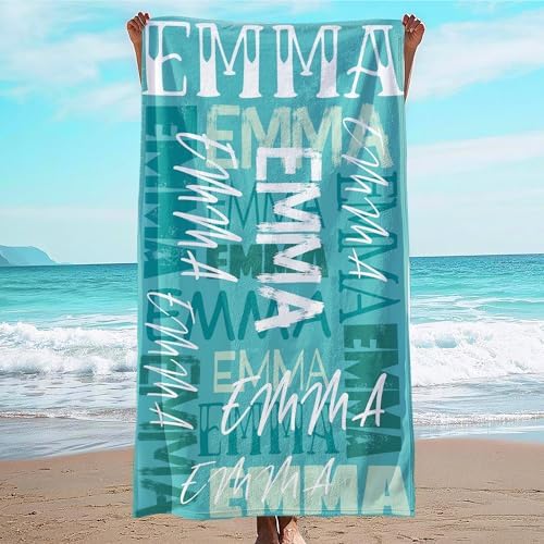 JML Personalized Beach Towel with Name, Custom Beach Towel with Name, Customized Microfiber Pool Towel, Quick Dry & Absorbent Swim Towel for Adult,Anniversary, Birthday, Summer Holiday,Vacation by JML