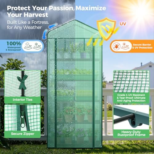 Ohuhu 5 Tier Mini Greenhouse for Indoor Outdoor, Durable PE Cover, Seedling - Image 5