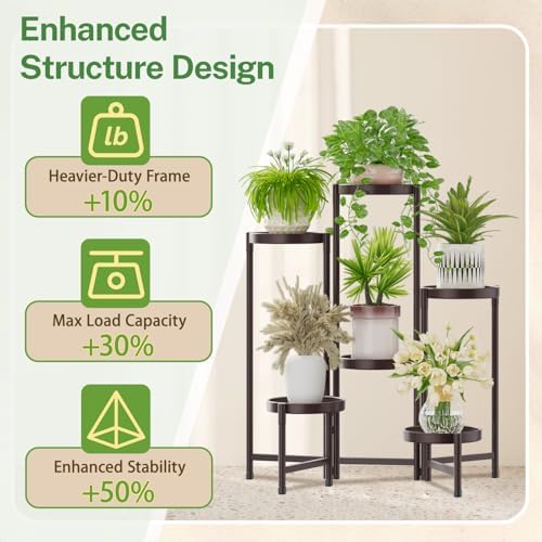 iDavosic.ly Plant Stand Indoor Outdoor, 6 Tier Metal Corner Shelf, Bronze - Image 5