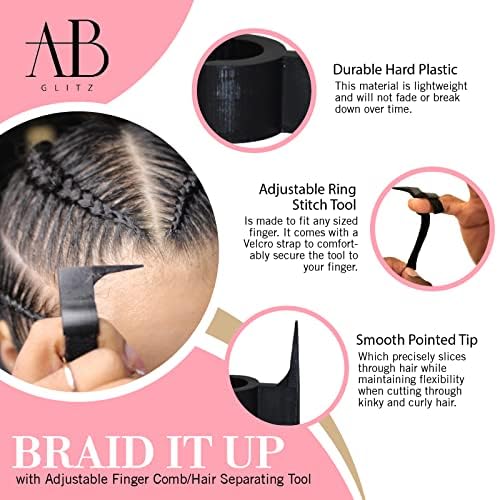 Royalty Headwear The Braid Aid Adjustable Finger Tool - Stitch Braiding Tool, Lightweight Hair Separating Comb - Great for Any Hair Type - Pack of 4 - Image 5
