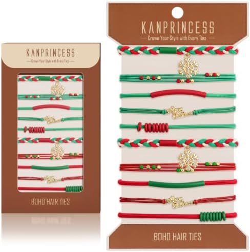 KANPRINCESS 10pcs Christmas Boho Hair Ties - 5 Styles by KANPRINCESS