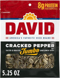 DAVID Jumbo Sunflower Seeds, Cracked Pepper Flavor, 5.25 oz. (Pack of 5) by DAVID