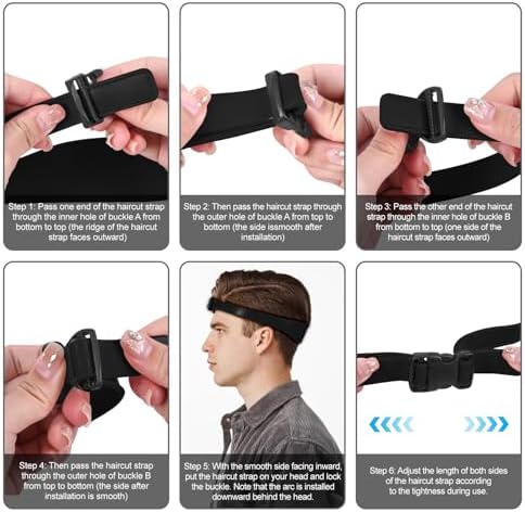 Fade Haircut Guide for Men, Self Haircut Kit for Men, Include Hair Cutting Guide & Cape Umbrella & Comb, Neckline Shaving Templat, DIY Hair Cutting Accessories Tools for Home (Black) - Image 7