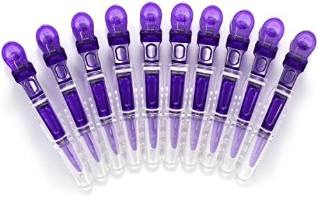 10pcs/set Multicolor Croc Clips Transparent Plastic Hairdresser Clip Hair Styling Sectioning Barrettes Professional Non Slip Alligator Clip Salon DIY Accessories Hairpins (10pcs-Purple) by Liasun