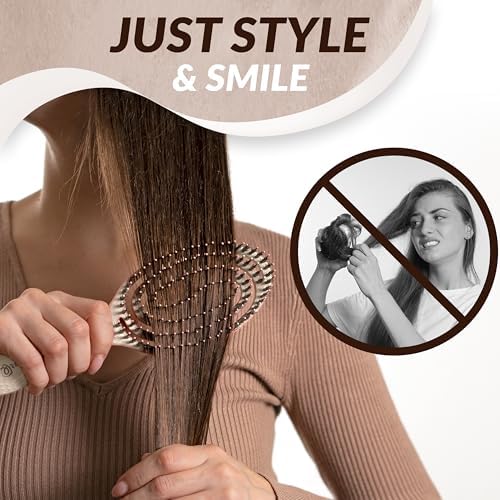 marQus Detangle Boar Brush Women and Men, Exclusive Ultra-soft bending Bristles and Body - Glide Through Tangles With Ease For All Hair Types - Women, Men, Wet And Dry Hair, 1pcs Brown Brush - Image 4