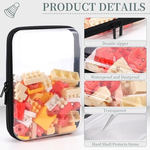 YOPCDJ 3 Pack Clear Hard Shell Zipper Case, Clear Zipper Pouches Waterproof Makeup Organizer & Travel Toiletry Bag, Plastic Pouch for Travel Office Storage, Black Medium Size - Image 4