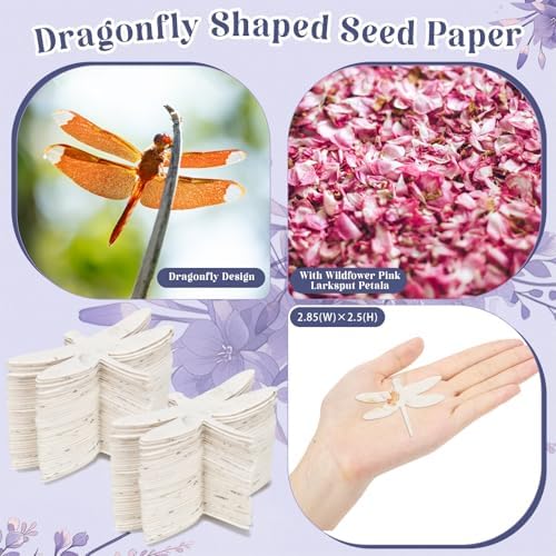 Dunzoom 50 Pcs Plantable Seed Paper Tags Wildflower,Dragonfly Shape - Image 3