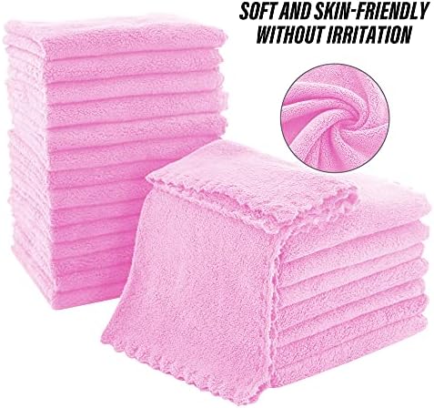 MOONQUEEN Ultra Soft Premium Washcloths Set - 12 x 12 inches - 24 Pack - Quick Drying - Highly Absorbent Coral Velvet Bathroom Wash Clothes - Use as Bath, Spa, Facial, Fingertip Towel (Frozen Berry) - Image 4
