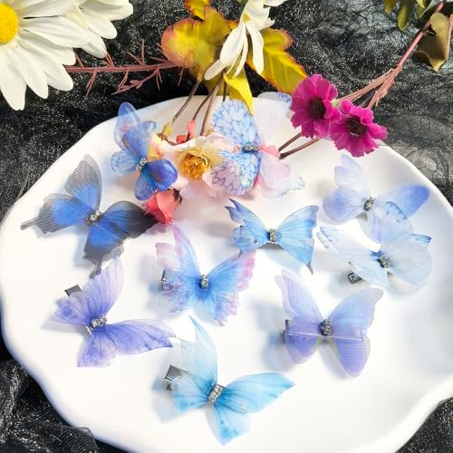 Hair Decoration Butterfly Clip-Moving Butterfly Hair Clips for Girls (Bule-10PCS) - Image 6